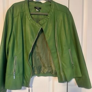 Women’s leather green jacket